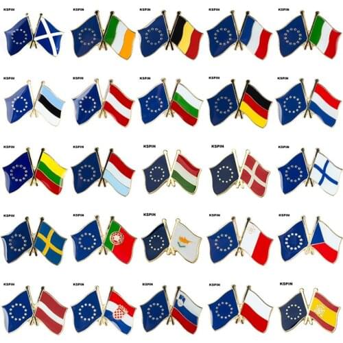 European Cross Friendship Flag Badge Flag Brooch National Flag Lapel Pin International Travel Pins Collections