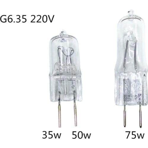 5PCS GY6.35 220V halogen bulb 220v GY6.35 halogen bulb 35w 50w 220v G6.35 220v 75w bulb Crystal chandeliers machine Working bulb