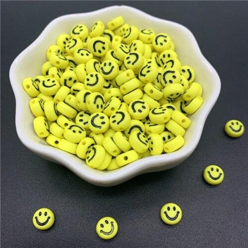 New 7mm/10mm Oval Shape Acrylic Spaced Beads Smile-Face Beads For Jewelry Making DIY Charms Bracelet Necklace