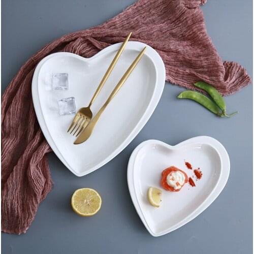 Hotel Ceramic Tableware Heart Shaped Ceramic Plate Dessert Plate