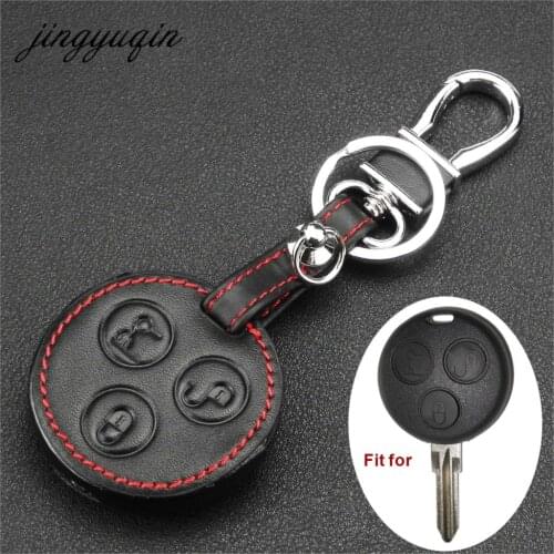 Jingyuqin 3 Buttons Remote Leather Key Case For Mercedes for Benz Key Smart Fortwo Forfour Roadster Protect fob Cover