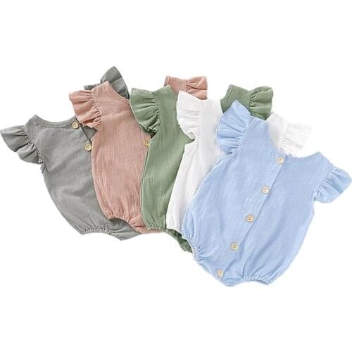 Summer Newborn Infant Baby Girls Romper Ruffles Sleeveless Infant Playsuit Jumpsuit Overalls Onepiece Baby Clothing