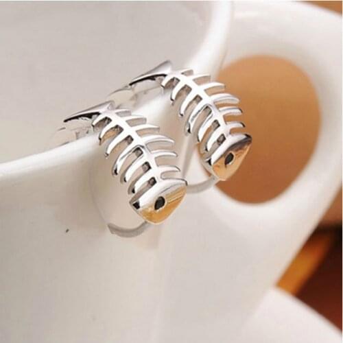 Junkang Korean fish bone ear buckle men women earrings fresh personality temperament gift