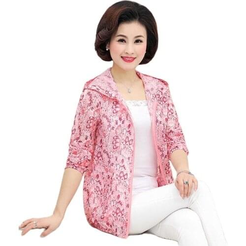 Sun Protection Clothing Female Loose Summer Mother Summer Clothes Outdoor Clothing Thin Ladies Sun Protection Hooded Jacket