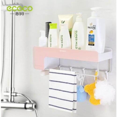 Ecoco Multifunctional Bathroom Shelf, Punch-free Multi-purpose Storage Shelf, Bathroom Rack Wall-mounted Waterproof