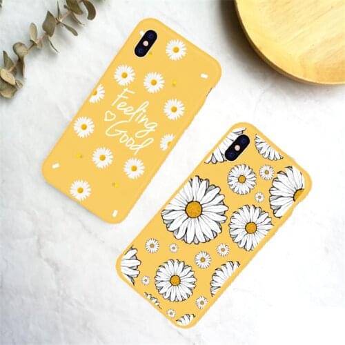 Jamular Fashion Summer Daisy Sunflower Flower Soft TPU Phone Case Coque for IPhone 7 7Plus 6 8 8PLUS X XS Max Funda Yellow Cover