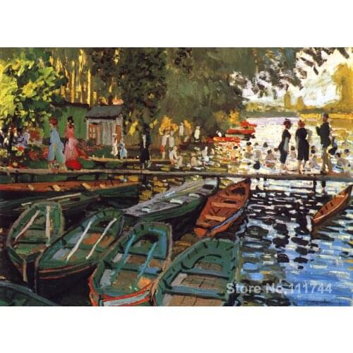 Wall art Bathing at la Grenouilliere by Claude Monet oil paintings Handmade High quality