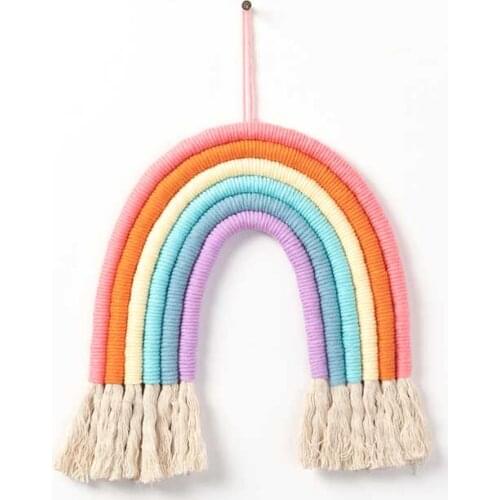 Nordic Style Hand-woven Rainbow Tapestry Children Room Household Wall Hanging Decorations Rainbow Hanging Decor Pendant