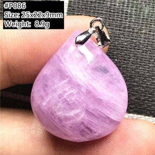 Real Natural Purple Kunzite Stone Pendant Jewelry For Women Man Healing Luck Gift Crystal Silver Beads Water Drop Gemstone AAAAA