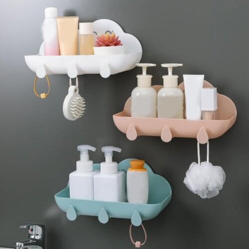 New Bathroom Storage Rack Punch-free Cloud Shape Bathroom Shower Shelves Holder Toilet Kitchen Wall-Mounted Storage Shelf Rack