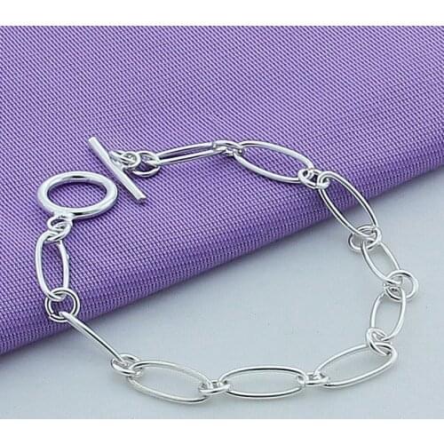 2019 New Fashion Simple Bracelet 925 Sterling Silver Jewelry Link Chain Bracelet OT Button