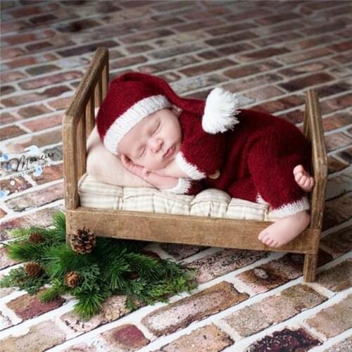 Newborn Photography Props Accessories Soft Mohair Baby Christmas Hat+Jumpsuit Outfits Studio Infant Photo Props Crochet Costume