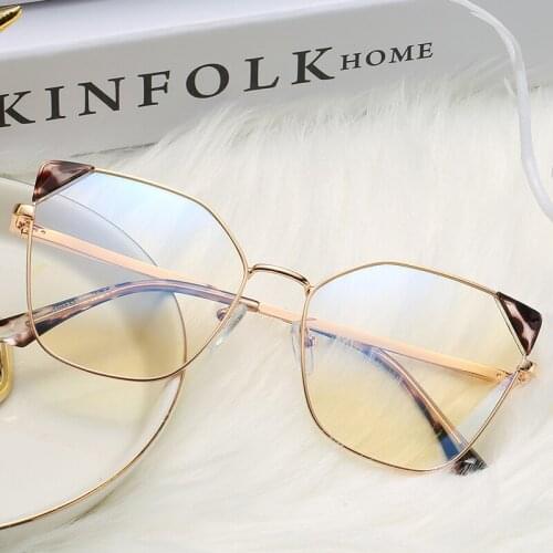 Kanspace Women Cat Eye Glasses Myopia Optical Prescription Eyeglasses Frames Anti Blue Light Computer Spectacles 95807