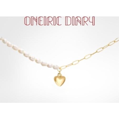 ONEIRIC DIARY Vintage Wedding Irregular Baroque Pearl Heart Necklace Womens Toggle Clasp Pendant Necklace 2021 New Jewellery