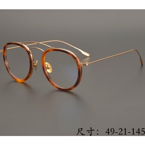 Limited edition Vintage eyeglass frame Ultralight pure titanium double bridge style retro round eyewear women original quanlity