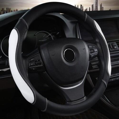 Anti-skid Car Steering Wheel Cover Breathable Sports Style Auto Leather Steering Covers Styling Accessories 38cm Universal