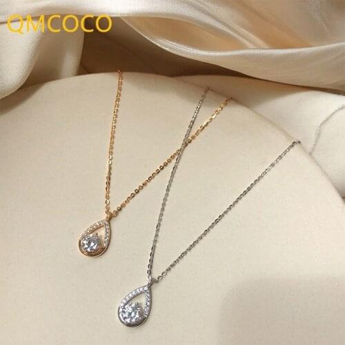 2021 New Style INS Light Luxury Design 925 Silver Zircon Droplet Collarbone Chain Woman Fashion Neck Jewelry Ornaments