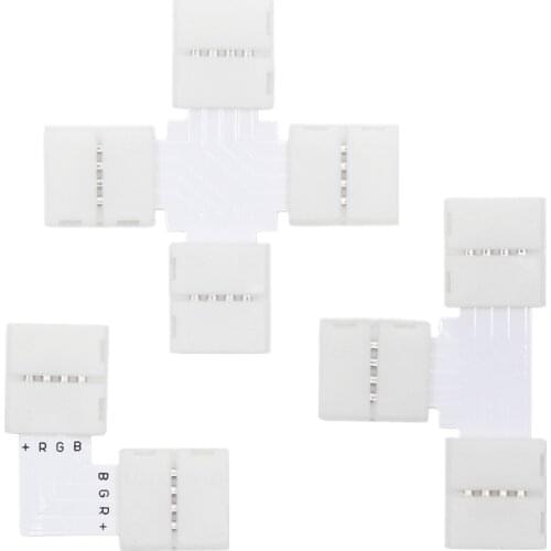 BEILAI 10PCS RGB LED Strip Connector 4pins 10mm L T X Shape Free welding Connector