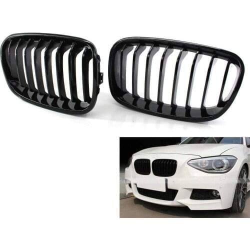 Car Front Grille Gloss Black Kidney Grill Replace for BMW F20 118i 120i 125i 11-14 L&R 51137239022，51137239021