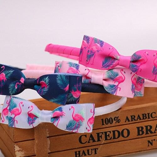 Xmas Hairbands Headbands Alice Hair Head Band Hoop Flamingo Flowers Bows Girl Lady Covered Ribbon Winding Headwear 50pcs FG124