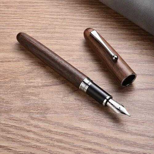 Jinhao High Quality Luxury Wood Fountain Pen Standard Metal Iraurita 0.7mm Fine Nib Calligraphy Ink Pens for Office Writing