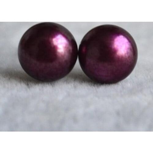 Purple Color Pearl Earrings,AAA 7mm Freshwater Pearl S925 Sterling Silvers Stud Earring,Wedding Party Gift Jewellery