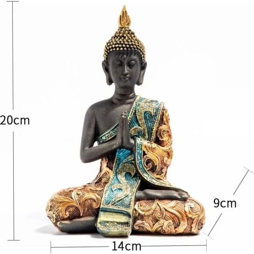 Estatua de Buda de Tailandia, escultura de resina verde hecha a mano, figurita Fengshui de Buda, meditación, decoración del hoga