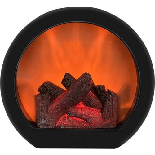 Touch Sensor LED Flameless Lamp Simulation Fireplace Light Round Shape USB Battery Powered Flame Effect Lighting Room Decor