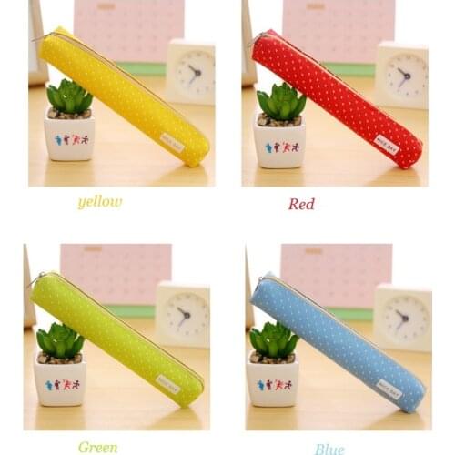 Slim pencil case wave point pen bag pencil holder dot candy colorful pen bag gift office stationery