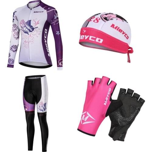 Spring Autumn Cycling Clothing Long Sleeve Jersey Suit Outdoor Riding MTB Bib Pant Set Ciclismo Accesorios De Bicicleta Feminina
