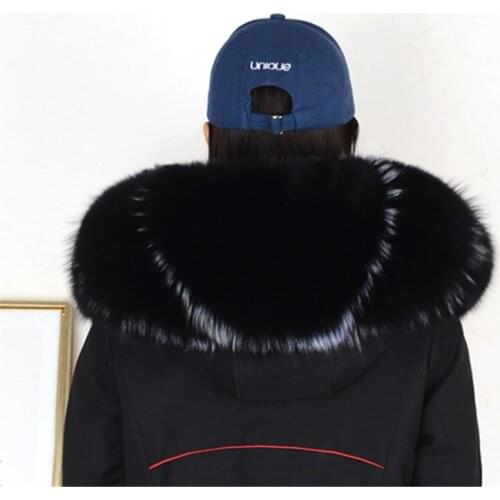 Fox fur collar for hood natural fox fur hood trim scarf large fur collar 100% real fox fur custom trim ZM-04
