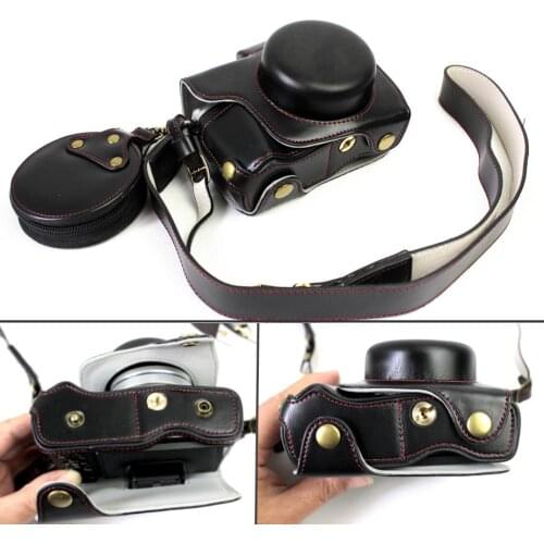 High Quality PU Leather DSLR Camera Bag Case For Olympus em10 E-M10 Mark iii ii Lens Pouch With Bottom Battery Opening