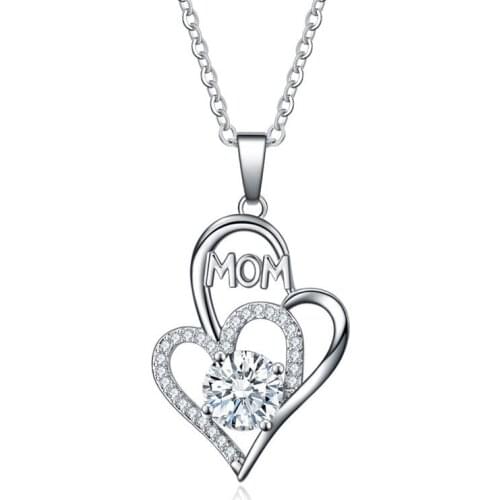 WANGAIYAO2021 New Love Zircon Letter MOM Lady Pendant Mothers Day Memorial Day Necklace Female Gift Jewelry