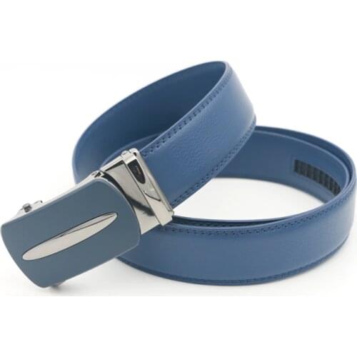 WESTERN AUSPICIOUS 2020 Men Belt Cow Genuine Leather Luxury Strap Male Belts For Men Automatic Leather Strap Blue Colour