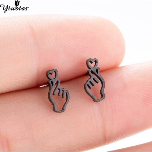 Yiustar Asymmetry Face Stainless Steel Stud Earrings for Women Everybody Jewelry Evil Tiny Eye Face Earings Pendientes Brincos