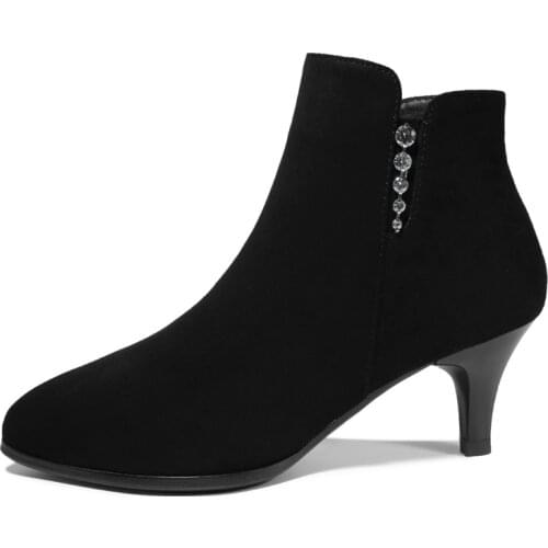 Pointed Toe Stiletto WomenS Boots, Solid Color Short Boots With Side Zipper, WomenS Platform Shoes