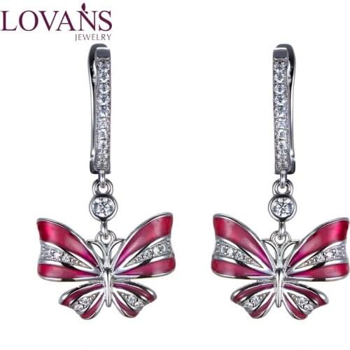 LOVANS Women Dangle Earrings Butterfly Bow-Knot Drop Earrings Enamel Jewellry For Wedding