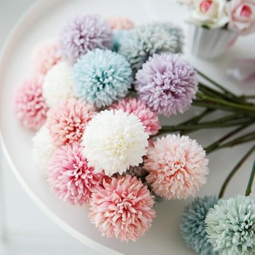 1Branch Dandelion Flower Ball Simulation Silk Artificial Flowers DIY Bride Holding Bouquet Wedding Party Home Table Decoration