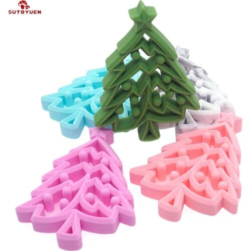 10pcs Baby Teether Silicone Christmas Tree Safe Natural Chew Pacifier Teething Toy Dummy Montessori Baby Silicone Teether
