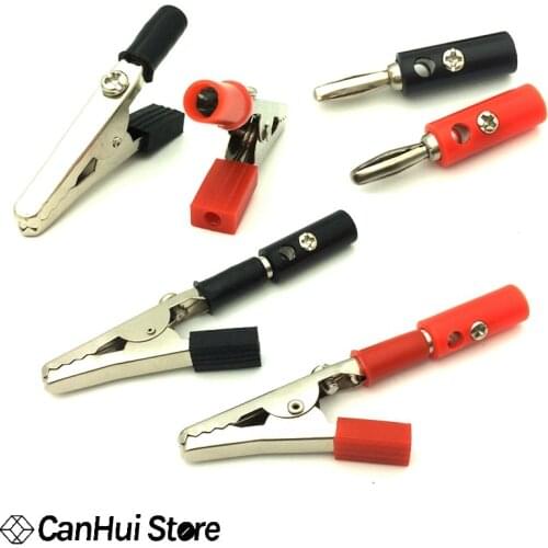 10PCS IMC Hot 50mm Plastic Handle Test Probe Metal Alligator Clips+4mm Banana plug