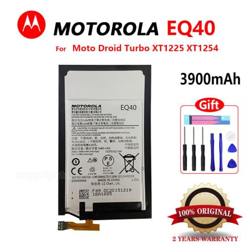 100% Genuine 3900mAh EQ40 Battery For Motorola Moto Droid Turbo XT1225 XT1254 New Original Mobile Phone High Quality Batteria