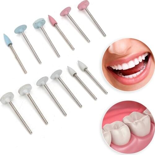 12Pcs Dental Silicone Rubber Polisher Drill Grinding Head Kit Porcelain Teeth Tool Equipment Polishing Head Dentistry Instrument