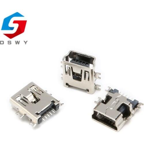 20PCS/LOT Mini USB 5pin Female Socket Connector 4 foot for Tail Charging Mobile Phone