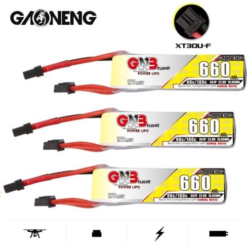 3PCS/SET Gaoneng GNB 6S HV LiPo Battery 660mAh 22.8V 90C/180C for FPV Drone RC Helis Parts With XT30 Plug
