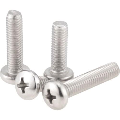 5PCS M6x8 10 20 30 40 50 DIN7985 GB818 304 Stainless Steel Cross Recessed Pan Head Screws Phillips Screws M6*8 M6*40 M6*50