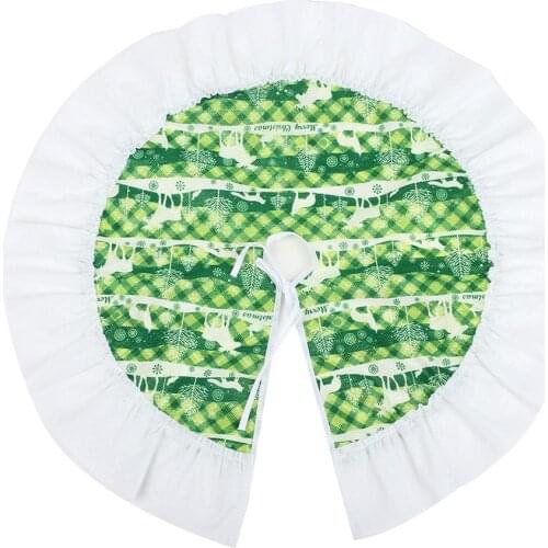 60CM Christmas Tree Skirt Deer Pattern Cover Base Decoration Supplies Small Size
