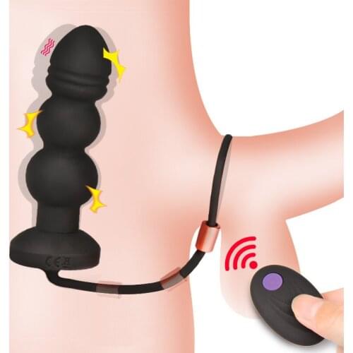 Wireless Remote Vibrating Anal Plug with Penis Ring Prostate Massage Anal Dildo Vibrator Sex Toys for Men Anal Beads Butt Plug
