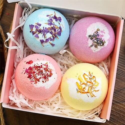 Bath Ball Bomb Explosion Bathing Ball Bubble Natural Sea Salt Bath Ball With Dried Flower Deep Sea Salt Body Essential Oil