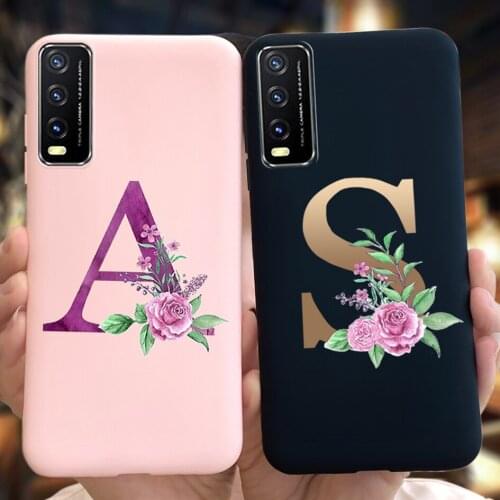 Popular Custom Name Letters Case For Vivo Y20 Y20i 2021 Phone Cover Alphabet Slim Matte Soft Funda For Vivo Y20s Y 20 Y 20i Case