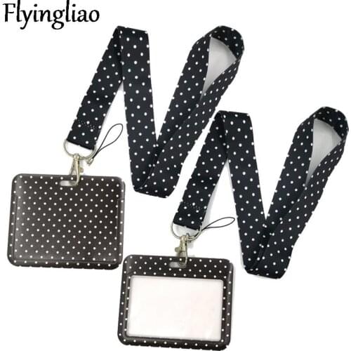 Black spot Wave Point Anime Lanyard Badge Holder ID Card Lanyards Mobile Phone Rope Key Lanyard Neck Straps Keychain Key Ring